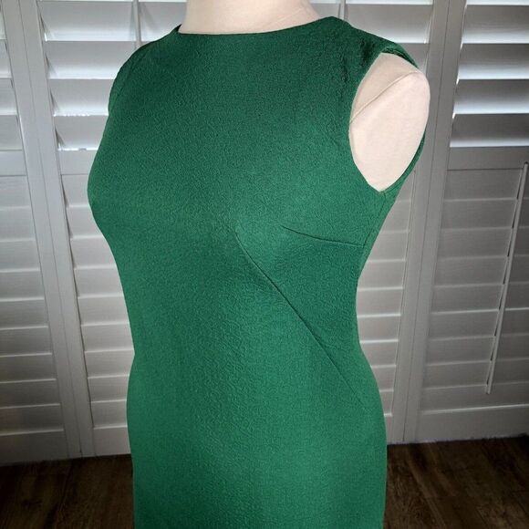 Vtg 70s Handmade Green Day Dress Large Sheath Sleeveless Wiggle Polyester Knee - Picture 9 of 12